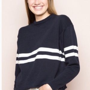 Brandy navy long sleeve top with white stripes
